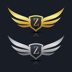 Wings Shield Letter Z Logo Template 