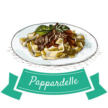 Pappardelle colorful illustration.