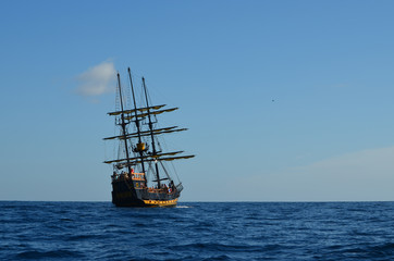 Fototapeta na wymiar Barco pirata en el mar