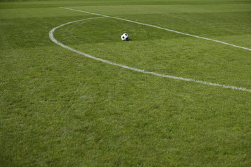 Ball lying beside penalty area 