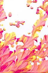 Pink orange and yellow paint spatters