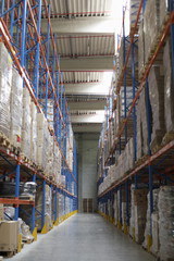 Fototapeta premium Shelves in a warehouse