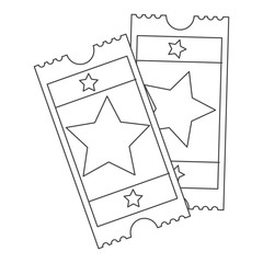 grayscale contour with movie tickets vector illustration