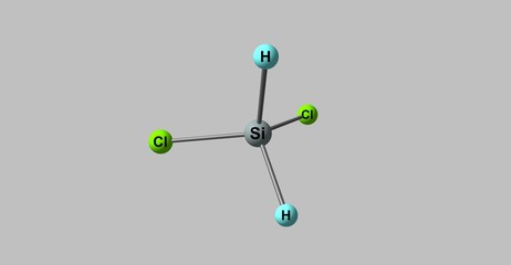 Dichlorosilane molecular structure isolated on grey