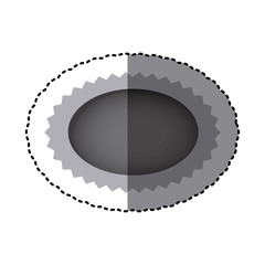 grayscale sticker with oval speech with sawtooth contour vector illustration