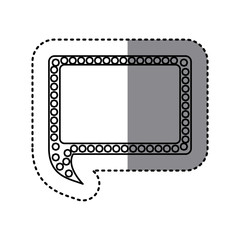 monochrome sticker of rectangular speech with tail and contour of dots vector illustration