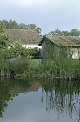 Wooden Cottages behind a Pond - Shore - Nature