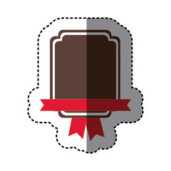 color sticker with heraldic rectangle and ribbon in bottom side vector illustration