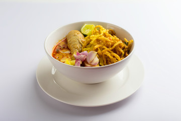 Northern Thai Style Curried Noodle Soup with Chicken