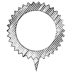 monochrome sketch of circular speech with sawtooth contour with stripes vector illustration