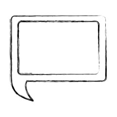 monochrome sketch of rectangular speech with tail vector illustration