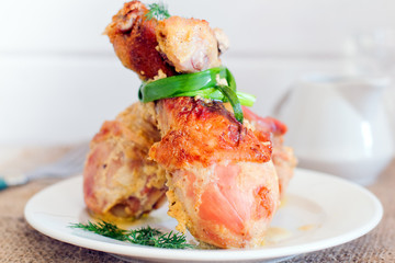 chicken drumsticks, selective focus