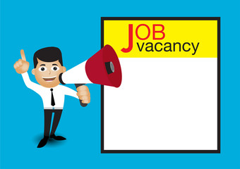 Man holding megaphone, Job vacancy announcement template