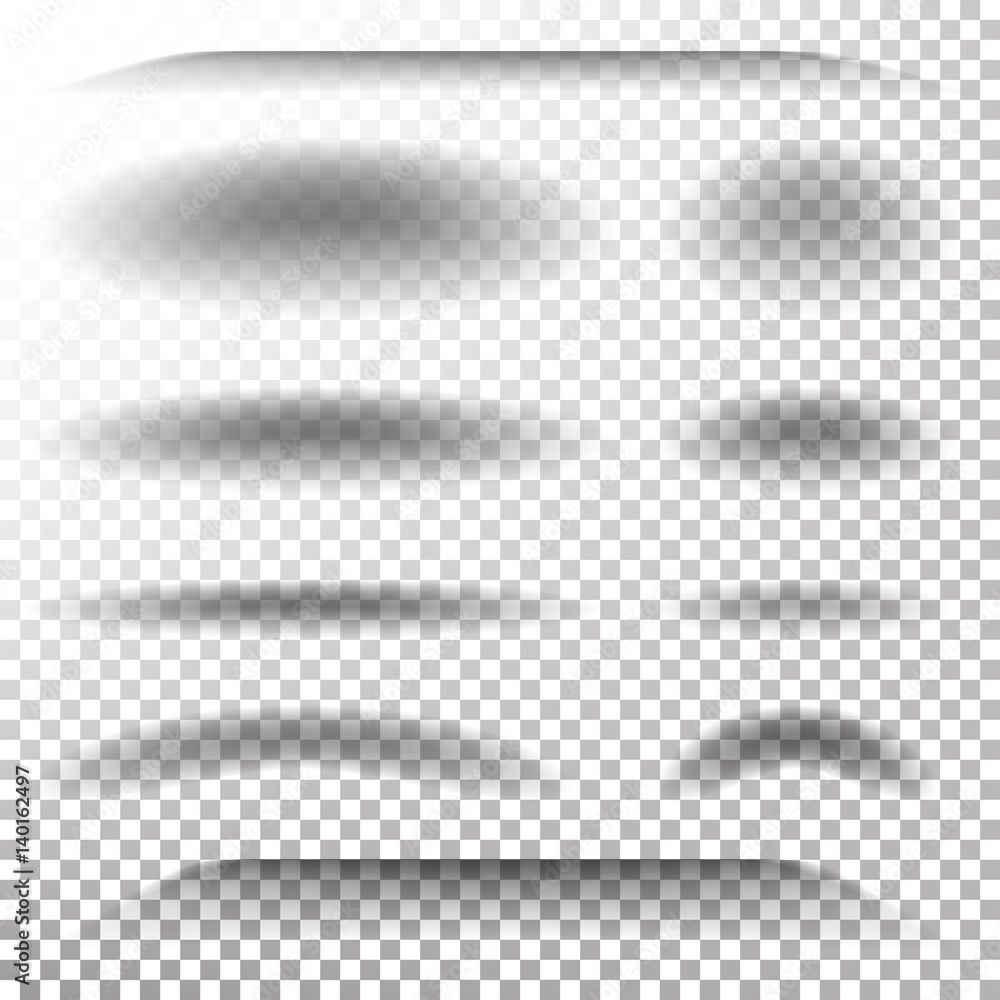 Poster transparent soft shadow vector. realistic oval, round shadows set. tab dividers lower shadow shade e