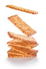 biscuits floating isolated white background.