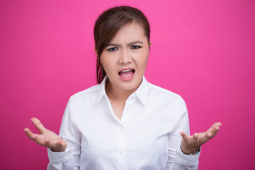 Angry woman on isolated background