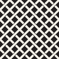 Weave Seamless Pattern. Stylish Repeating Texture. Black and White Geometric Vector Illustration.