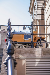 Motorbike parked on a street of Budapest. Hungary