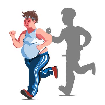 Illustration of a fat cartoon man jogging Stock Vector | Adobe Stock Illustration of a fat cartoon man jogging Stock Vector | Adobe Stock