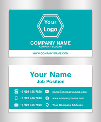 simple bright blue theme business name card template vector