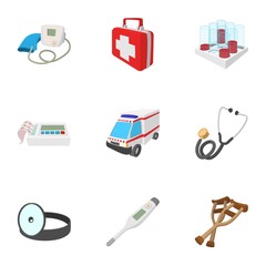 Diagnosis icons set, cartoon style