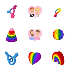 Obraz premium Gender minorities icons set, cartoon style