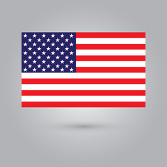 The national flag of USA metal with shadow, vector illustration