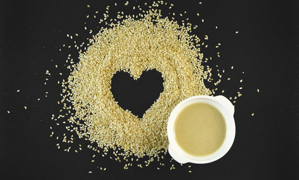 heart shape with sesame seeds