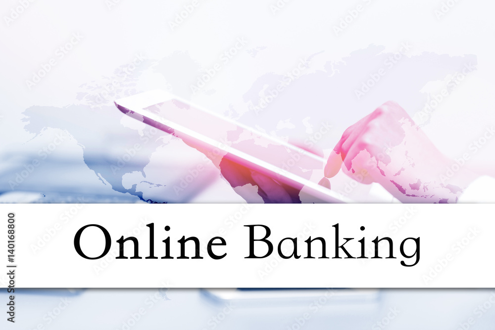 Fototapete concept of online banking. inscription on the bar and the graphics in the background of modern techn
