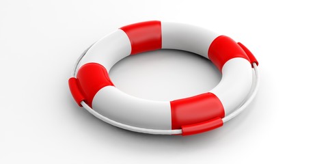 Life buoy on white background. 3d illustration