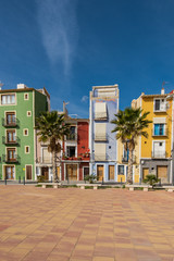 Traditional colorful facades in Villajoyosa in Spain