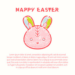 Happy easter Greeting card template with Easter bunny