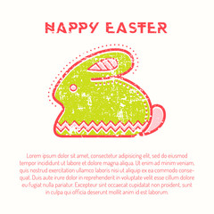 Happy easter Greeting card template with Easter bunny