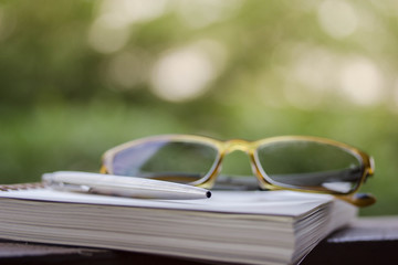Glasses with book