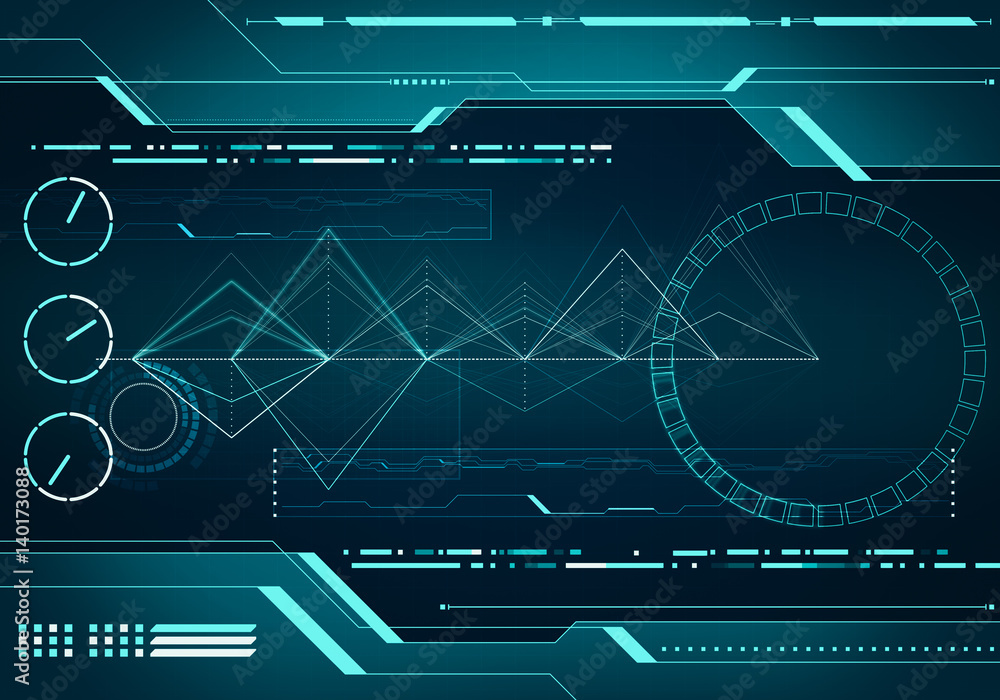 Aufkleber digital image technology hud interface concept with circuit microchip in virtual reality