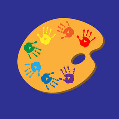 A card with a palette of color palms prints