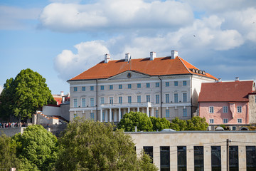 Estonian government building (Stenbock House) on Toompea hill in old Tallinn city, Estonia.