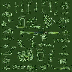 fishing tackle.fish.fishing Doodle
