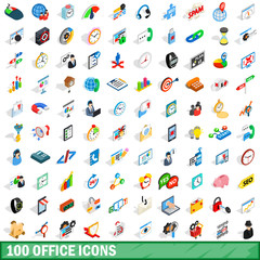 100 office icons set, isometric 3d style