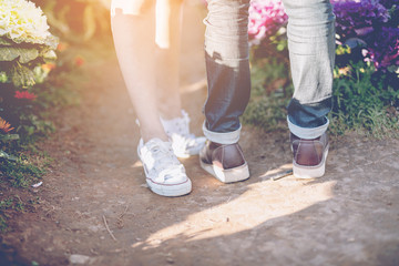 Couples holding hands.Summer in love