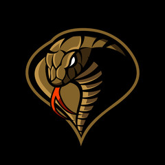 Fototapeta premium Furious cobra sport vector logo concept isolated on dark background. Modern military professional team badge design. Premium quality wild snake t-shirt tee print illustration.