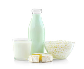 Fresh dairy products on table