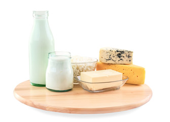 Fresh dairy products on table