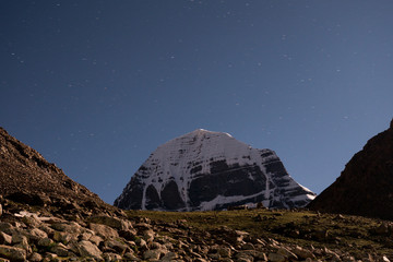 Mount Kailash at night Himalayas range Tibet Kailas yatra