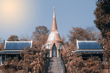 Golden Pagoda in Wat Pa Phu Kon temple in Northeastern of Thailand.