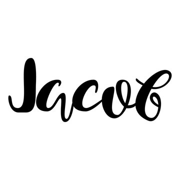 Male name - Jacob. Lettering design. Handwritten typography. Vector