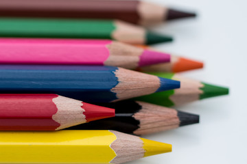 Fototapeta premium close up picture of colored pencils crayons