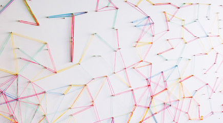 Abstract background, seta with elastic bands of different colors