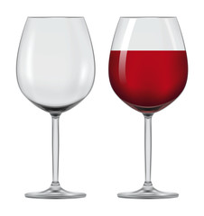 Transparent vector wineglass with red wine.