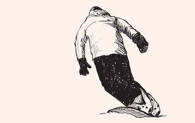 sketch of Snow board man riding, Winter Sport, Snowboarding collection, free hand draw illustration vector